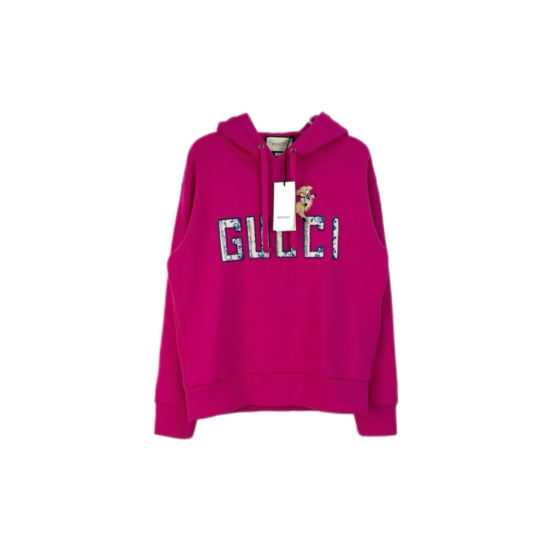 全新未使用 GUCCI/古驰 积分-188汤/P205437306/玫红小猪图案卫衣