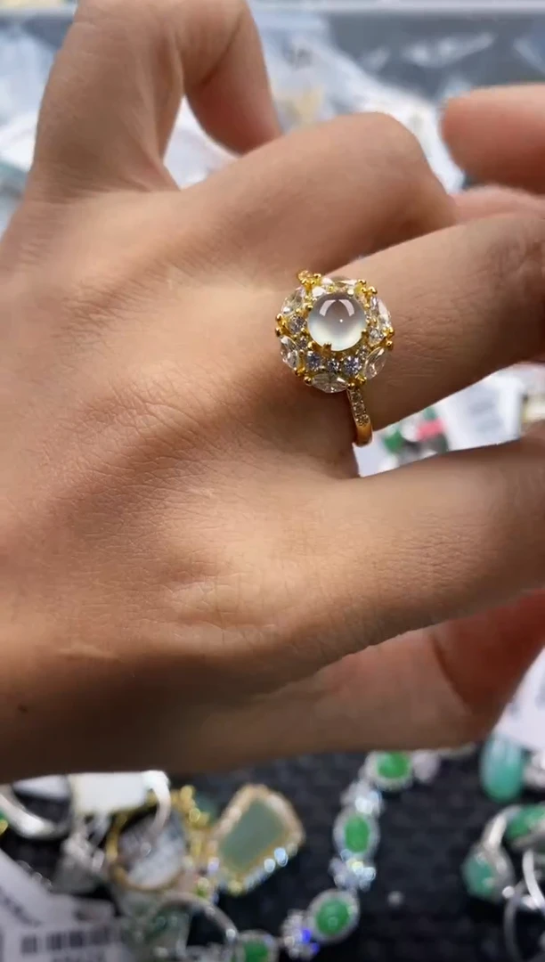 银S925镶嵌戒指翡翠777     1