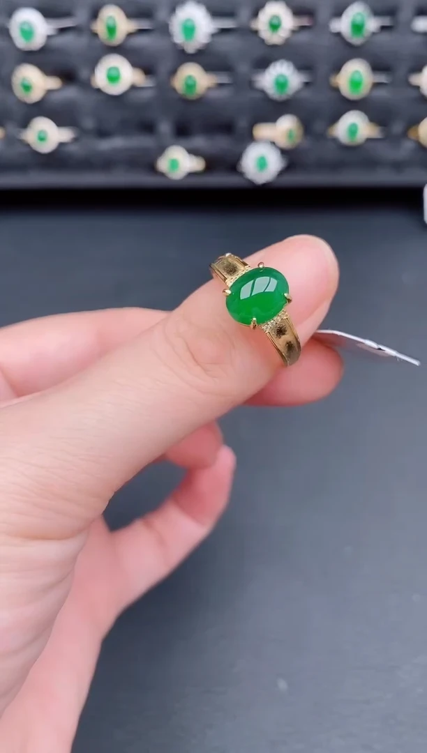 银S925镶嵌戒指翡翠天然a货翡翠39