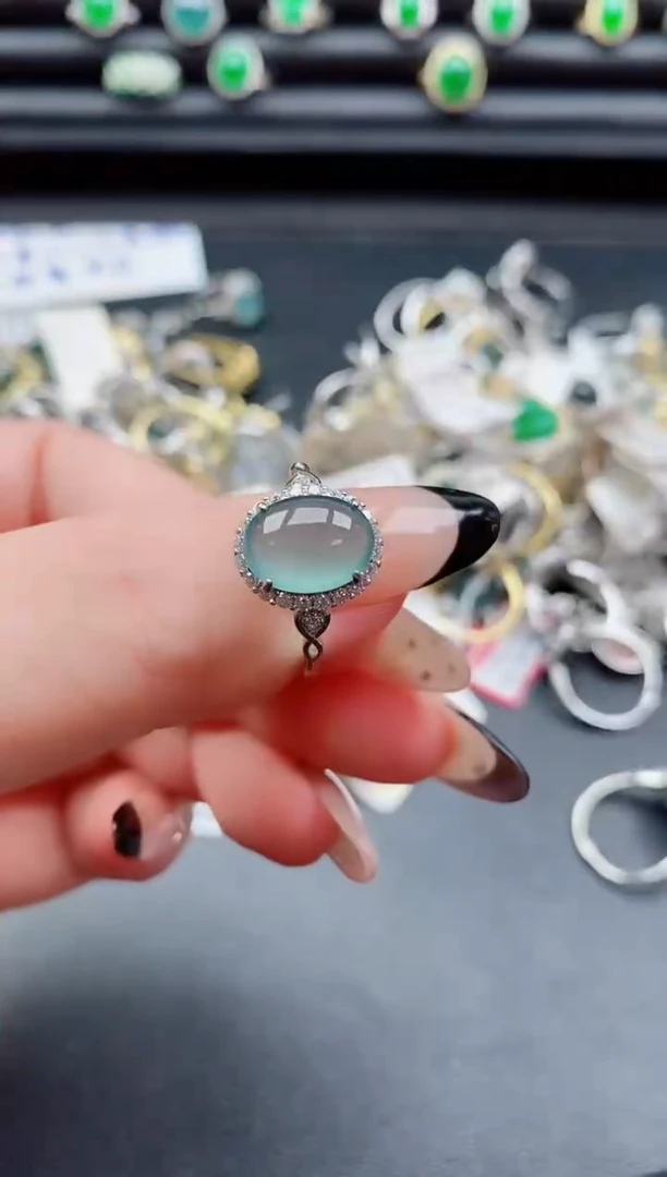 银S925镶嵌戒指翡翠1