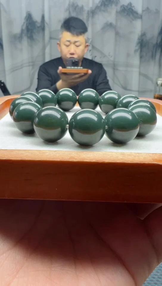 未镶嵌手串和田玉且末蓝卡18纯天然拍一发一