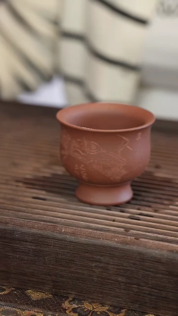 茶壶紫砂雕刻禅高脚杯