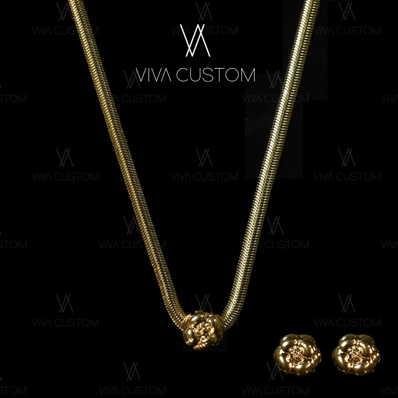 铜合金耳饰 （精工系列）复古精致简约山茶花套装