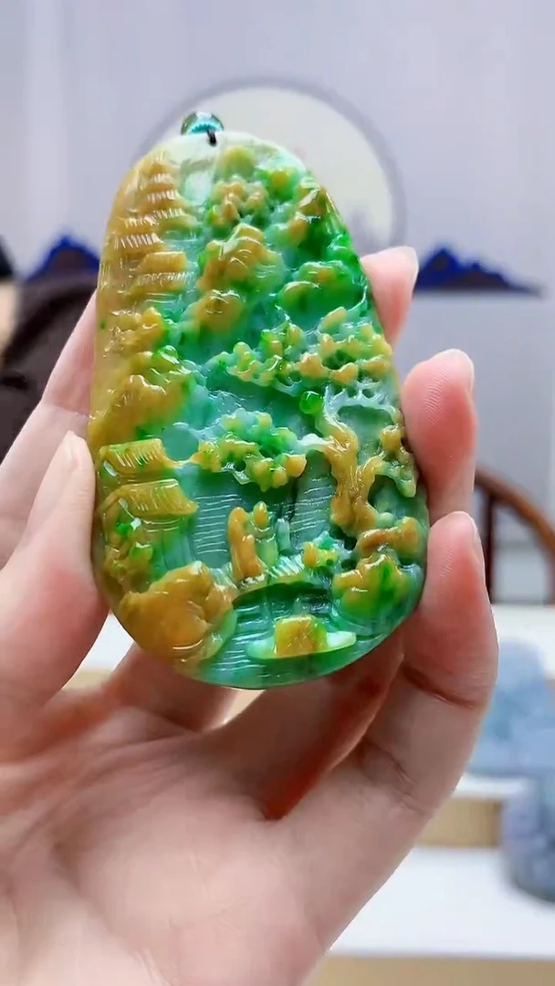 未镶嵌定制翡翠5145zm-毛货挂件山水129