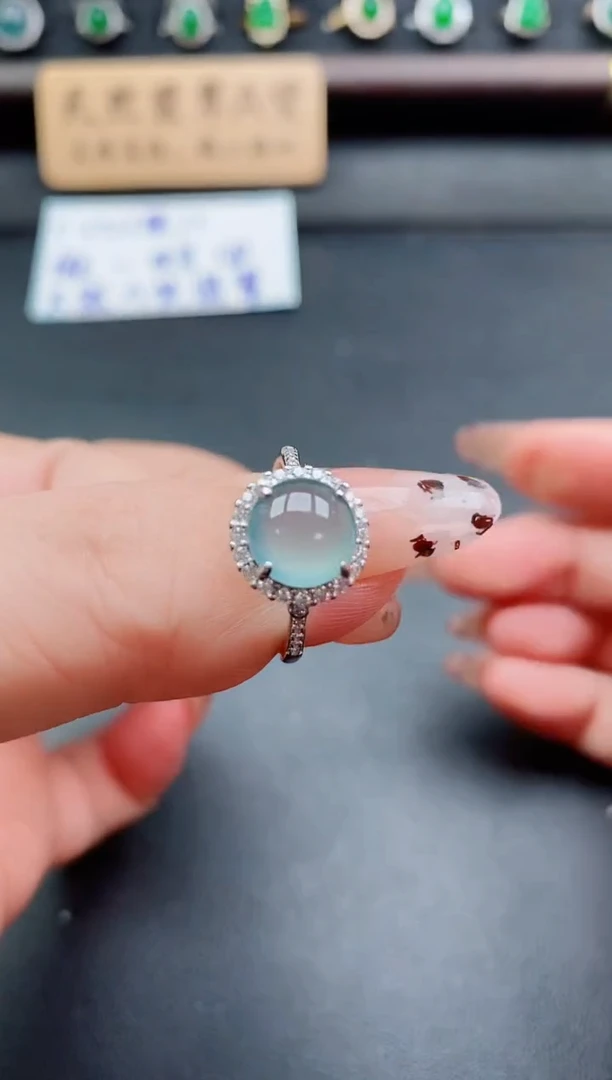 银S925镶嵌戒指翡翠1