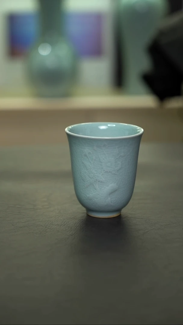 杯子瓷粉青梅兰竹菊杯