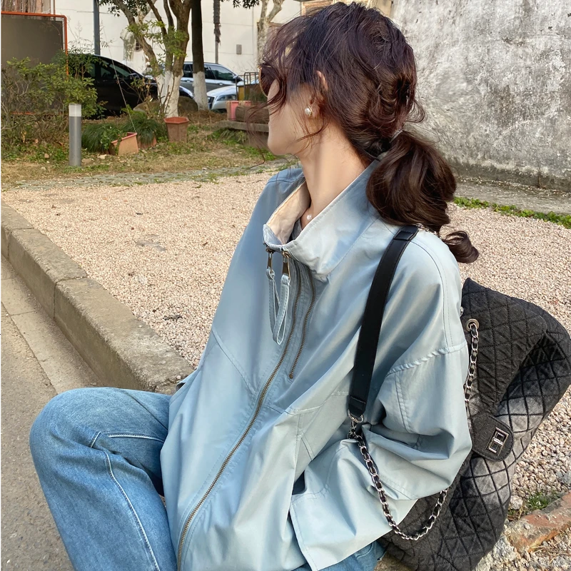 2025秋季新款女短外套纯色chic风立领小个子夹克时尚学生上衣097