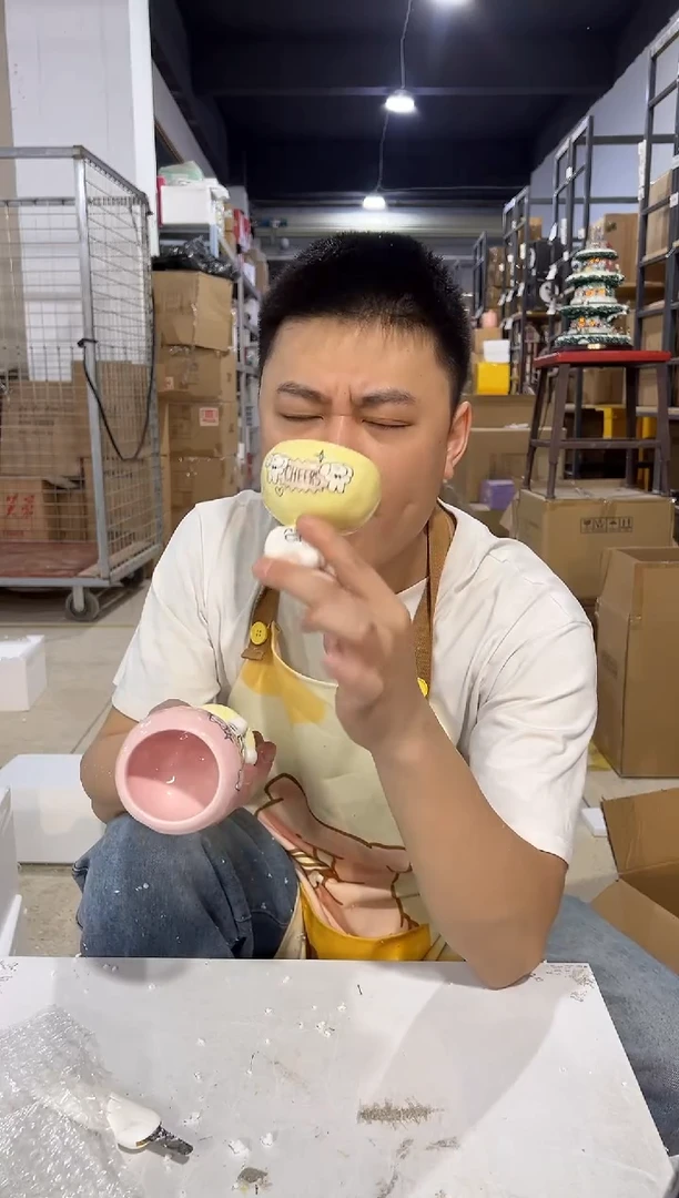 瓷片马克图布猫狗小茶杯2件套