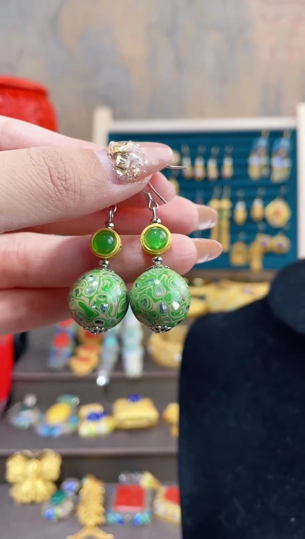 【闪购商品】非遗犀皮漆精品耳环嫩绿