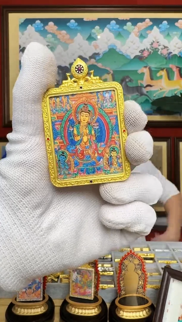 吊坠文老师-热贡纯手绘周毛