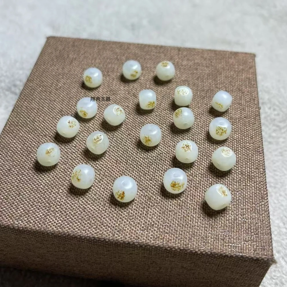 天然和田玉珠子新疆白玉7*8毫米老型珠8MM桶珠多样性发货拍一发一