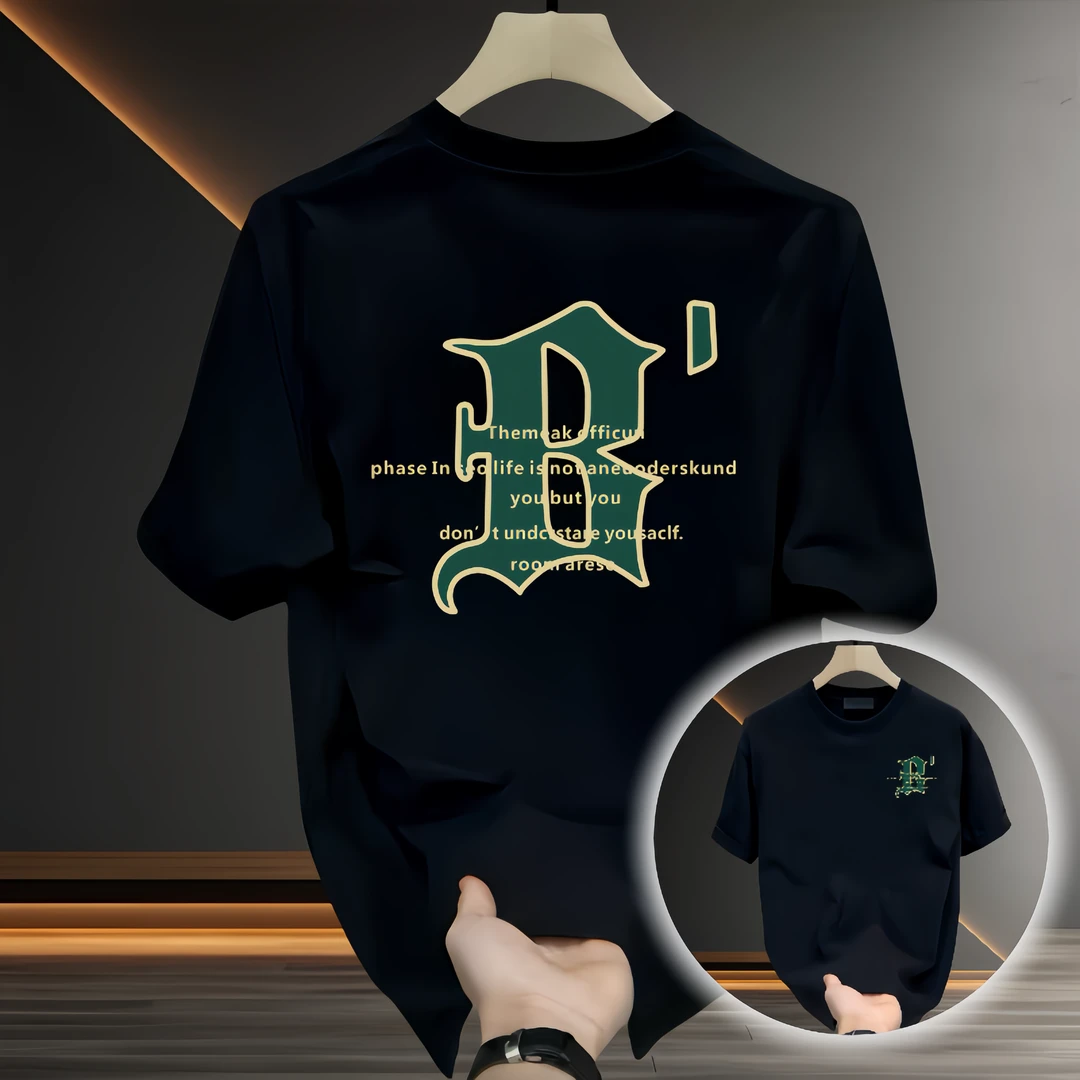 潮牌男士纯棉短袖T恤夏季青年时尚百搭圆领印花宽松休闲半袖t恤服