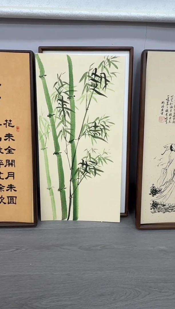 书法竹叶字 越来越好---高斌老师35*68进口实木画框