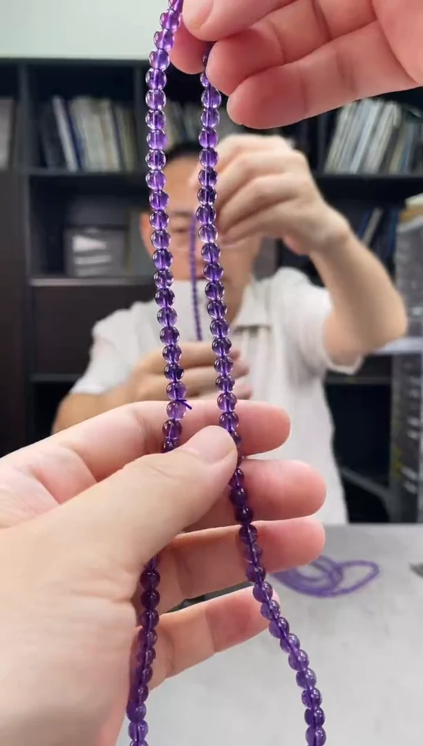 项链未镶嵌紫晶6mm紫水晶项链