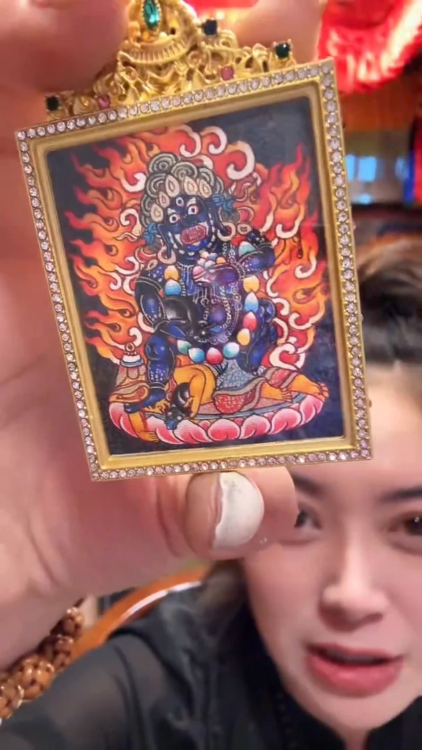 吊坠黑财神-热贡纯手绘唐卡