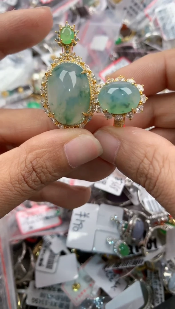 银S925镶嵌戒指翡翠333----4