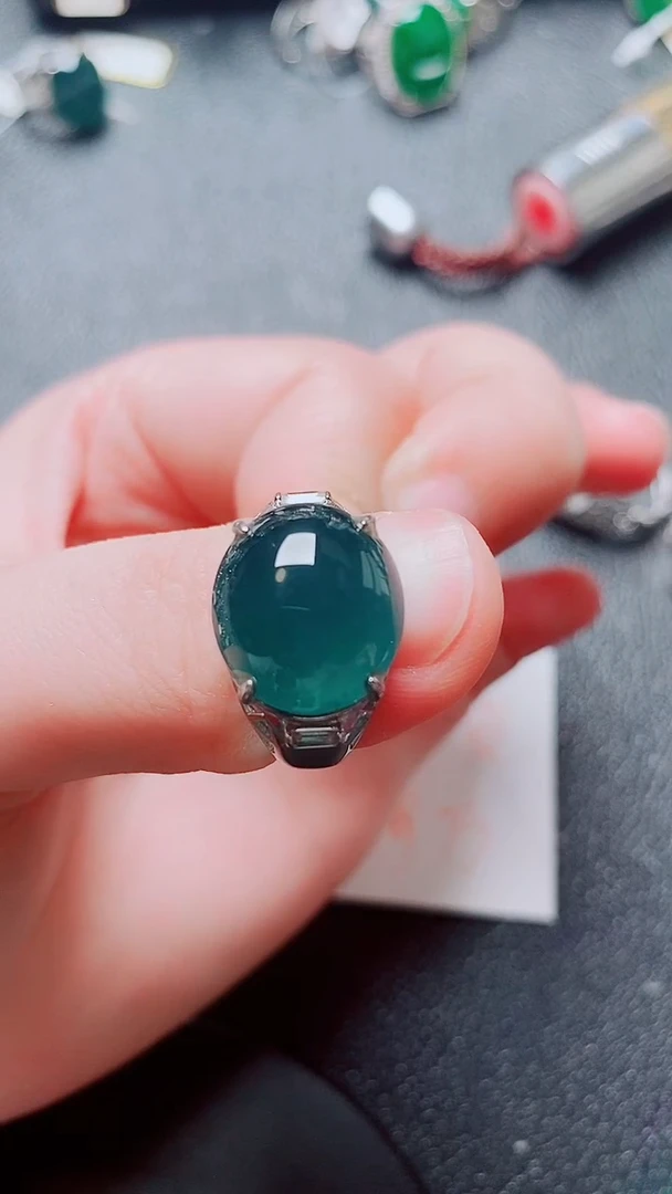 银S925镶嵌戒指翡翠1