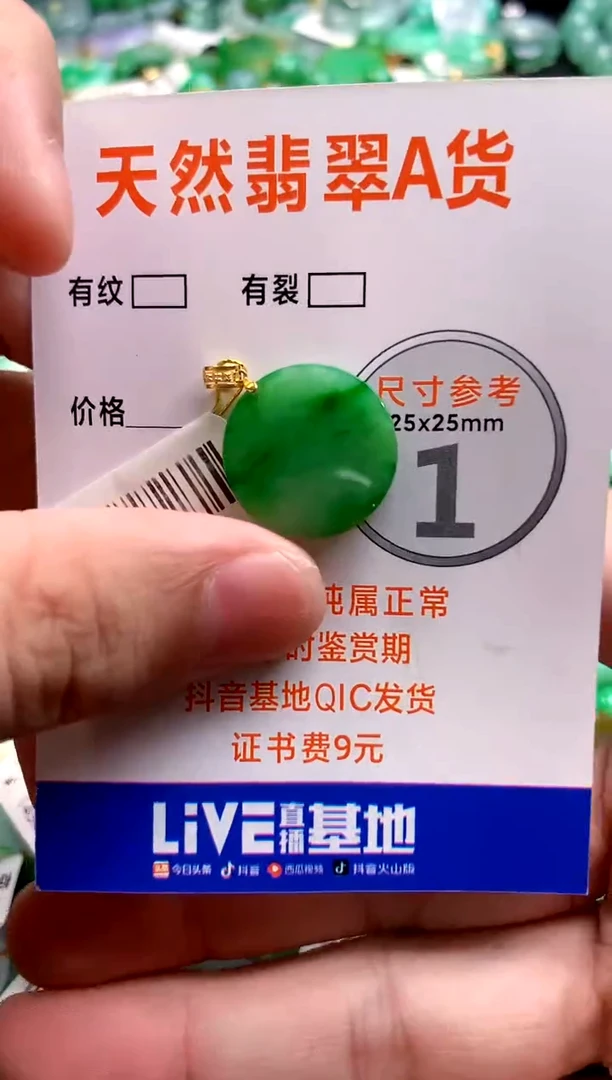 颈饰18K金镶嵌翡翠0969435583
