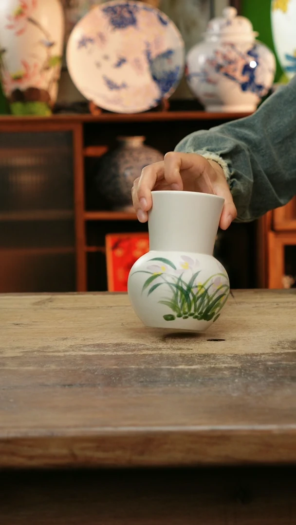 瓷片 景德镇纯手工釉下彩精品花瓶