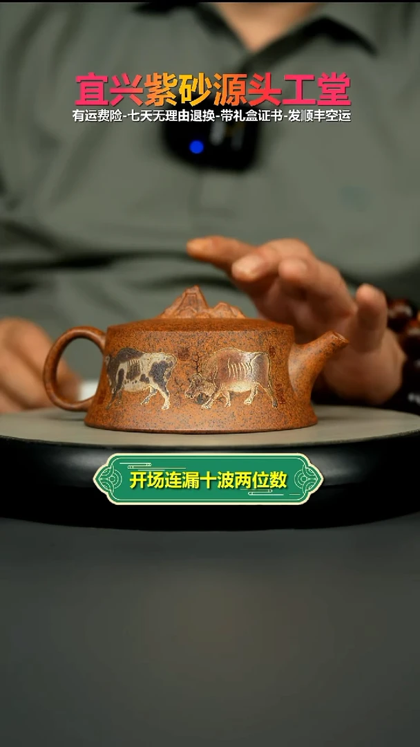 茶壶紫砂天星泥柴烧牛气冲天天际300CC