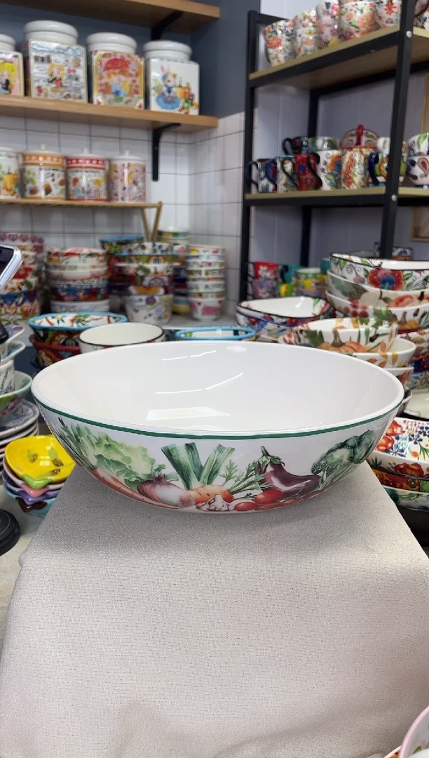 【闪购商品】陶瓷蔬菜11英寸浅款大盆一个