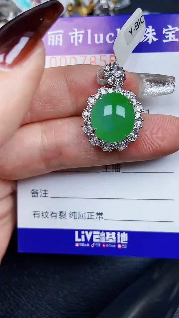 颈饰银S925镶嵌翡翠7858