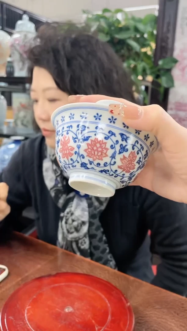 【闪购商品】055陶瓷供应链青花釉里红缠枝莲两才盖碗