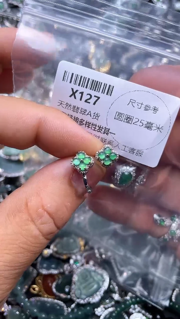 【闪购商品】翡翠颈饰未镶嵌X127耳扣 多样性发其一