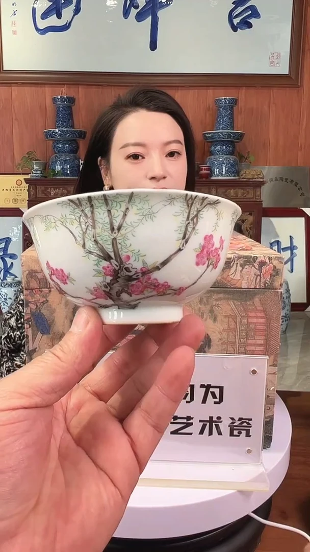 摆件陶景德镇杏林春燕碗