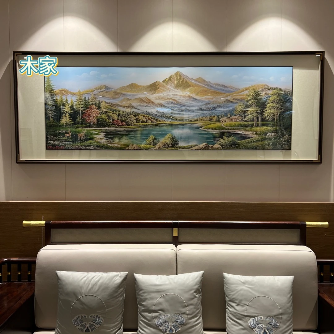 【金山聚宝盆】铜雕画客厅横幅挂画沙发背景墙办公室高端山水装饰画