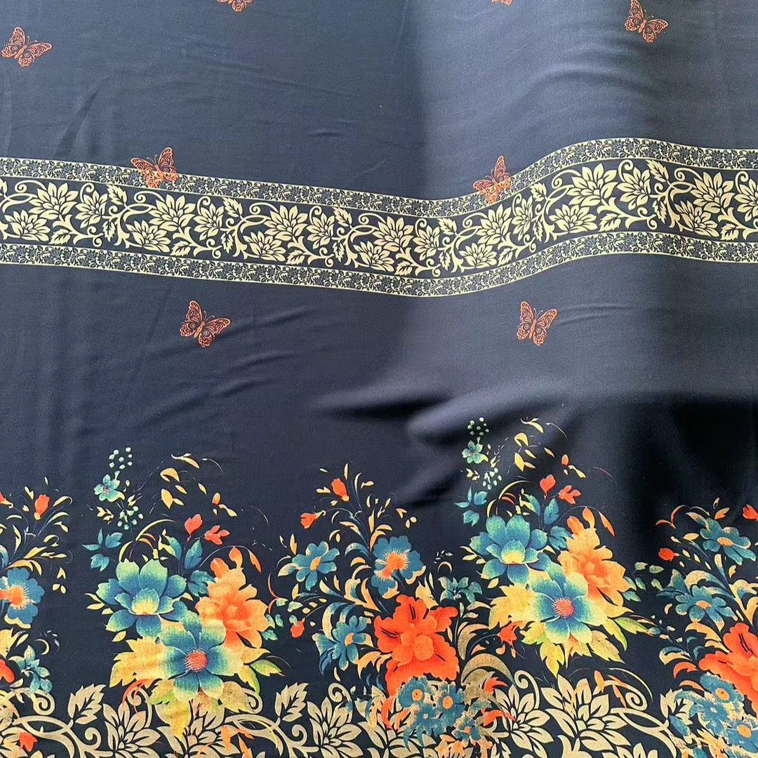 新品 染底香丝缎布料 小定位蝴蝶花朵