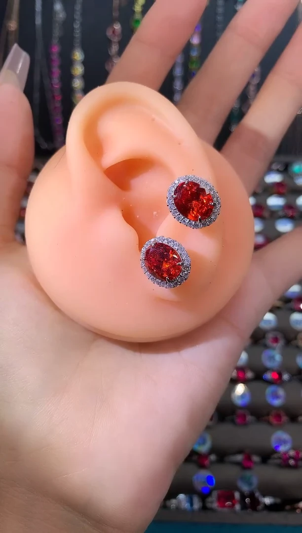 银S925镶嵌耳饰碧玺810银色