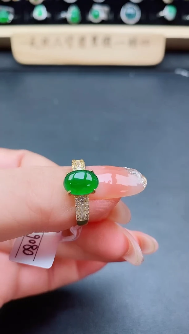 银S925镶嵌戒指翡翠1