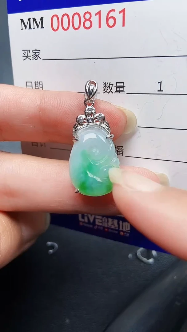 颈饰银S925镶嵌翡翠8161