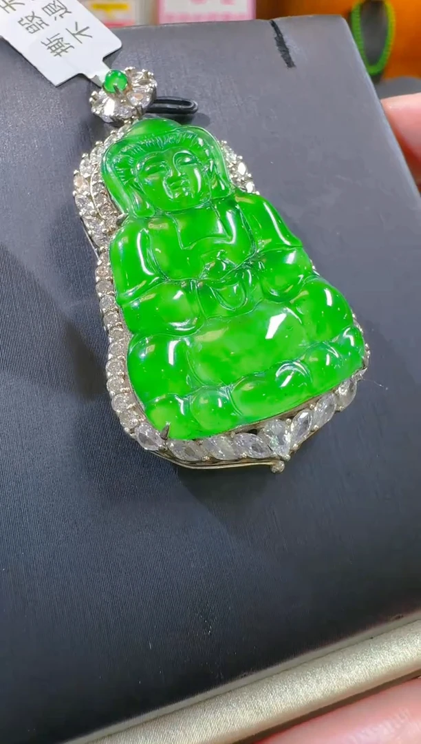 翡翠银S925镶嵌吊坠(赠链)天然A货翡翠