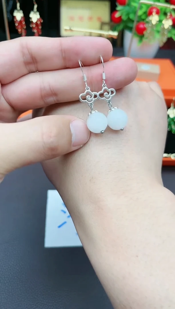 玛瑙/玉髓耳饰银S925镶嵌101000