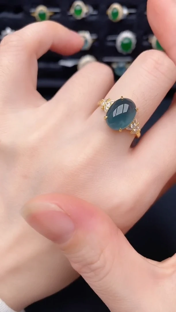 银S925镶嵌戒指翡翠天然a货翡翠192