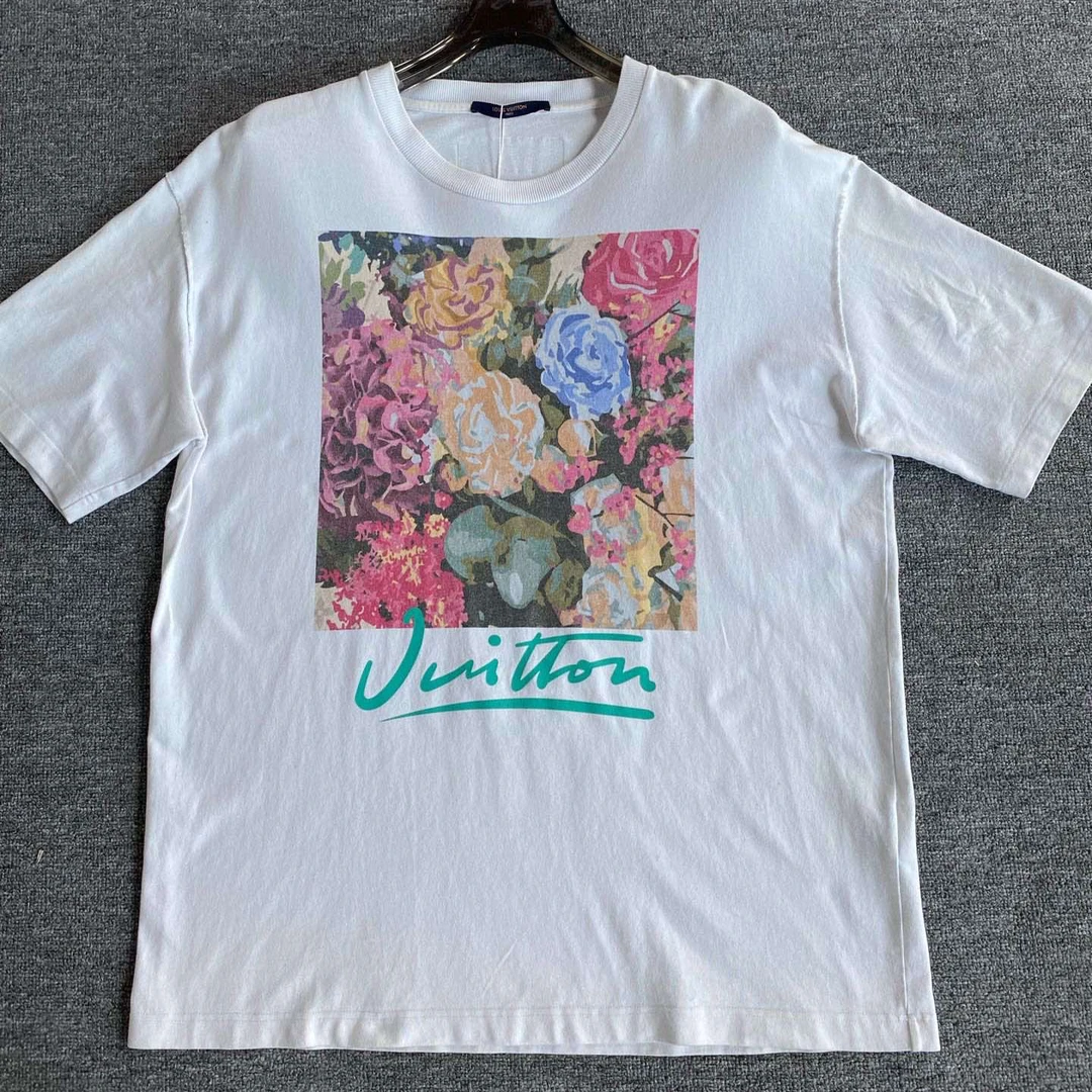95新 LouisVuitton/路易威登 花卉图案印花短袖T恤 XXL码 B10031