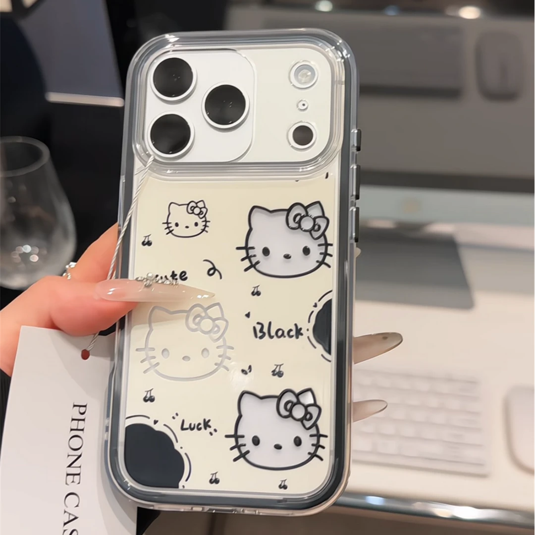 kitty黑适用苹果17pro手机壳16pm三合一炫彩ins华为p80荣耀女小米