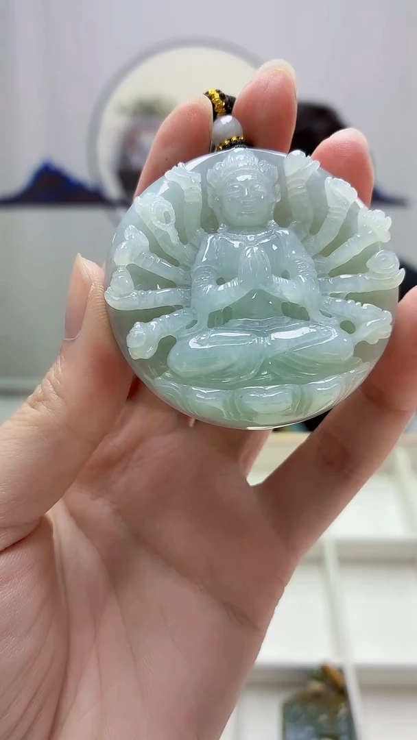 未镶嵌定制翡翠5060zm-毛货挂件千手93
