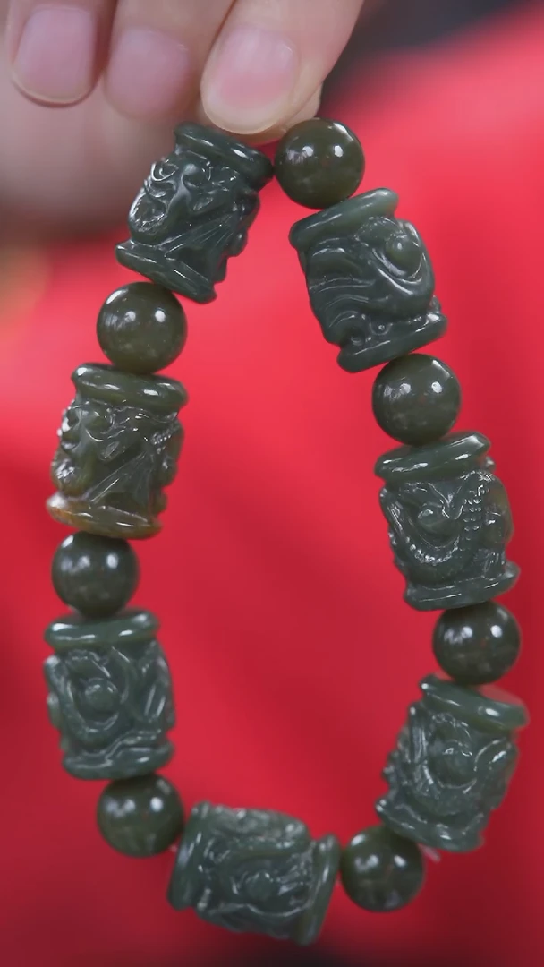 未镶嵌手串和田玉龙柱手串