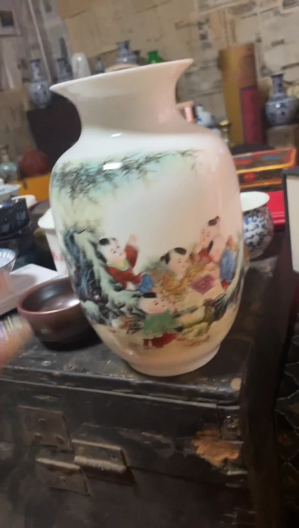瓶景德镇陶瓷南瓜罐 小孩图案