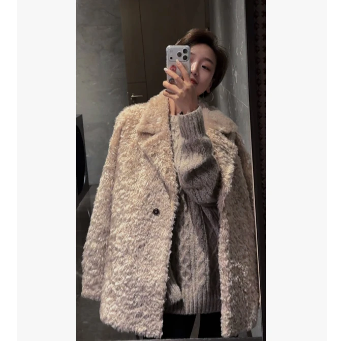 【南法小镇】法国進口羊.毛皮中长款带腰带皮.毛一体外套25430058