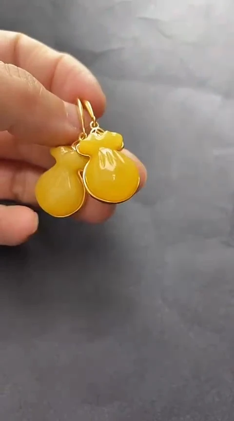 未镶嵌琥珀裸石蜜蜡耳坠