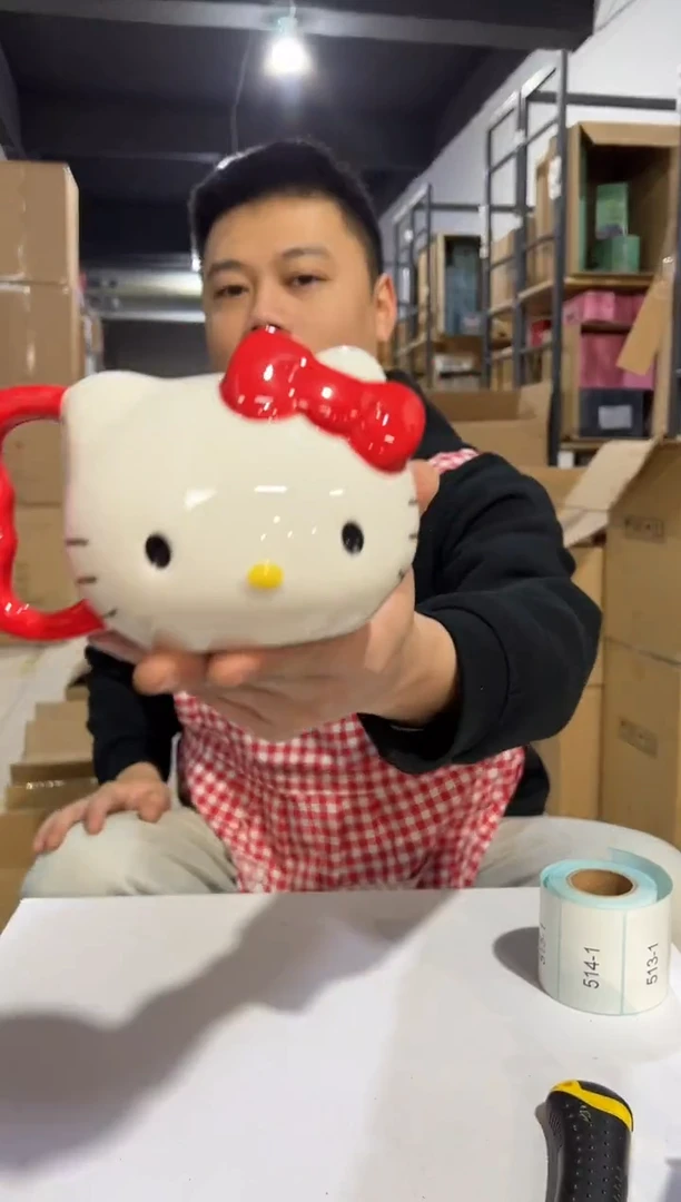 【闪购商品】杯陶瓷红色把手kt头杯