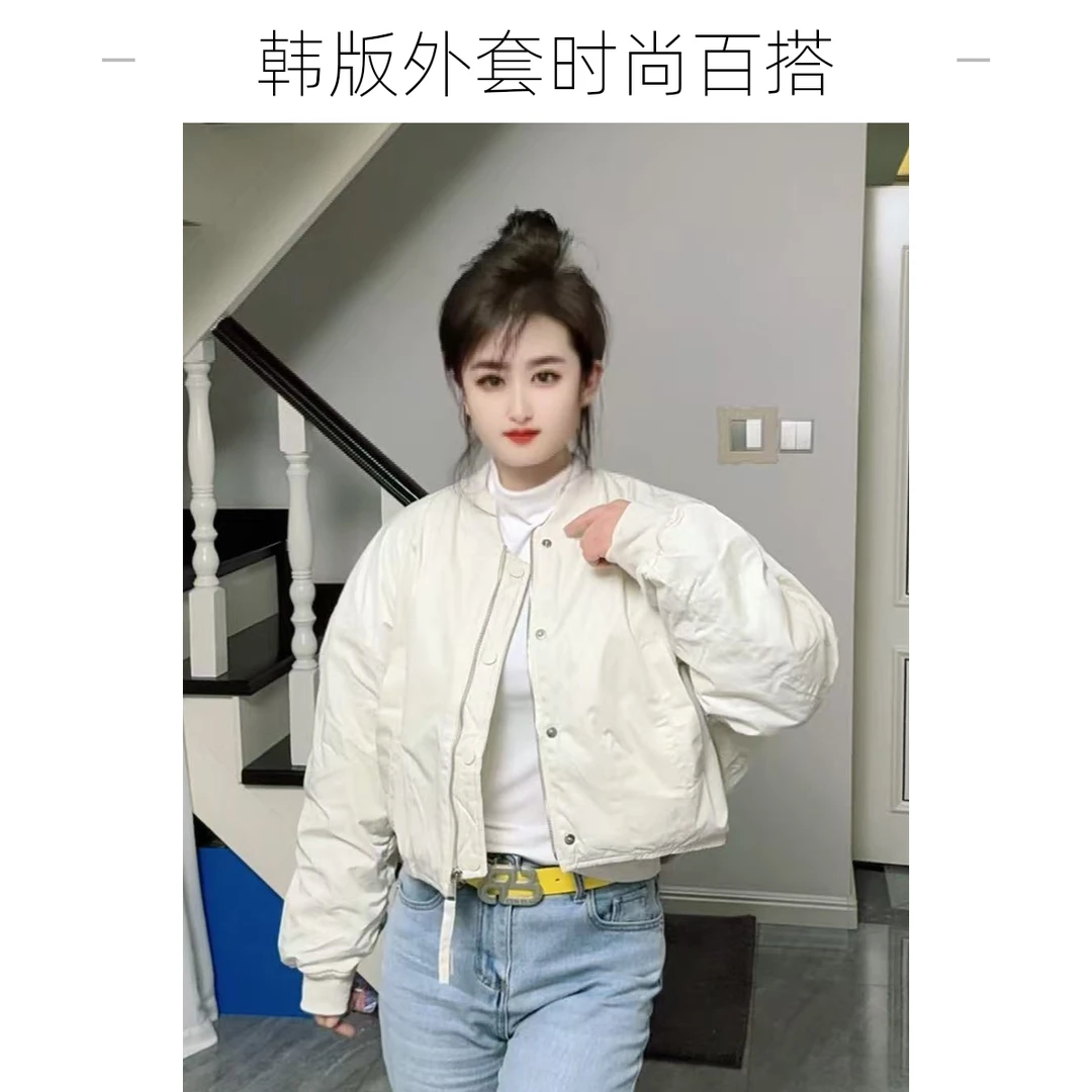 涵涵＋【0280】二棉棒球领减龄松休闲薄棉服饰小个子网红短外套