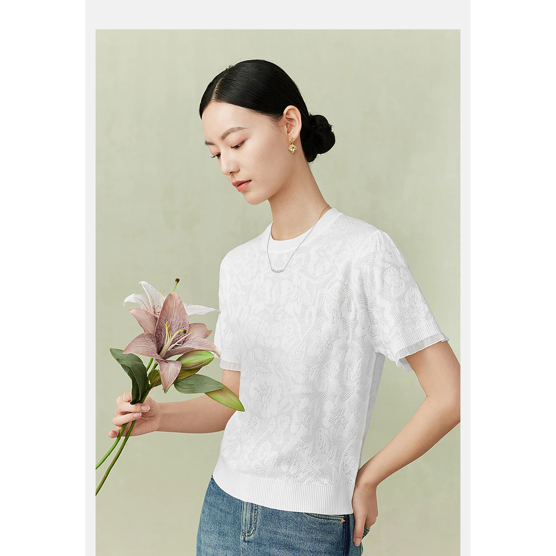 【立子专属】FINITY 品牌针织衫套头镂空提花打底毛衣 F21X3B16S2