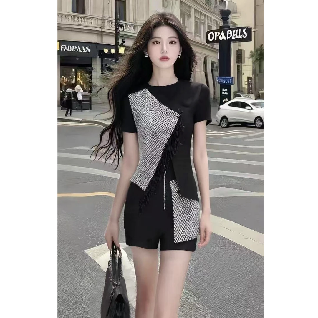 拼接撞色性感上衣时尚小众辣妹新款修身短款气质夏季显瘦甜美温柔