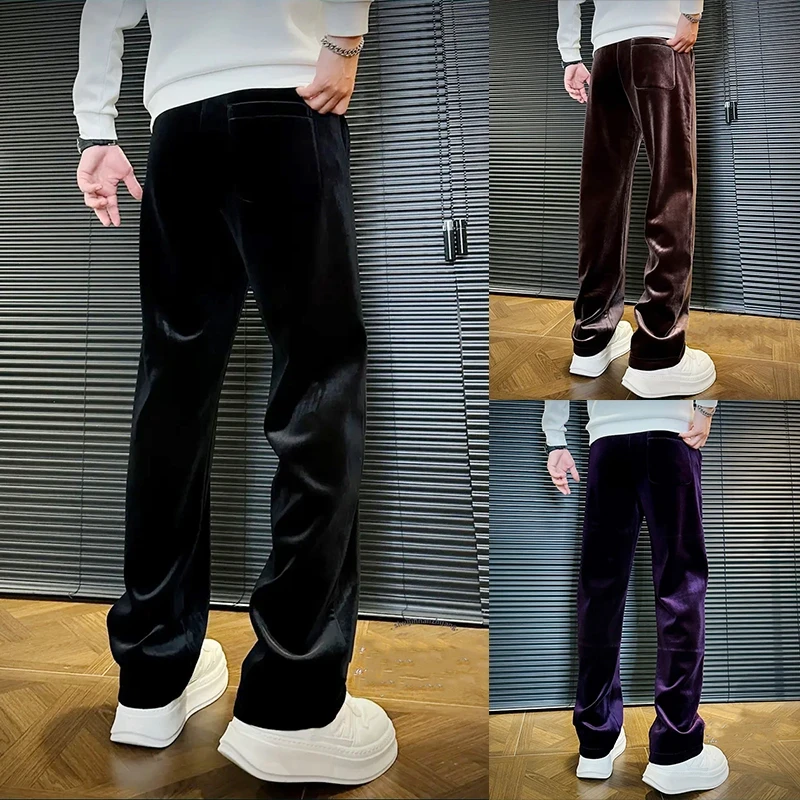 2025男装男士秋冬潮流时尚舒适加厚纯色高端简约品质直筒休闲裤