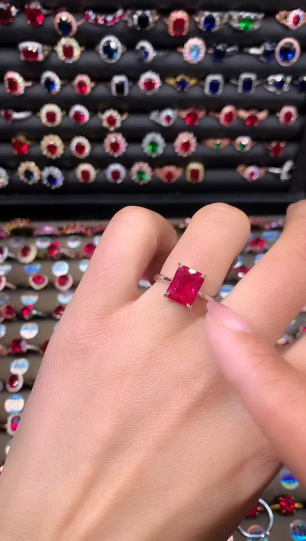 【闪购商品】红宝石戒指银S925镶嵌810白